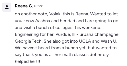 Message from a parent whose daughter got into UCLA and Washington University for engineering